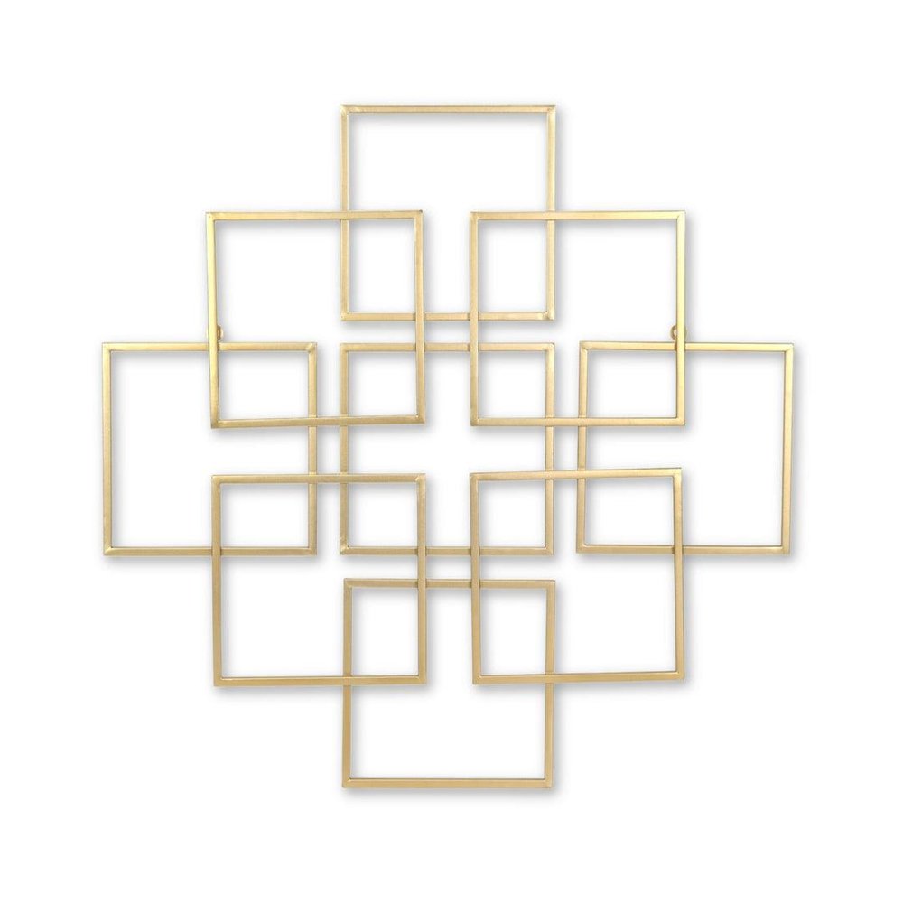 24" X 24" Gold Metal Square Abstract Hanging Wall Decor