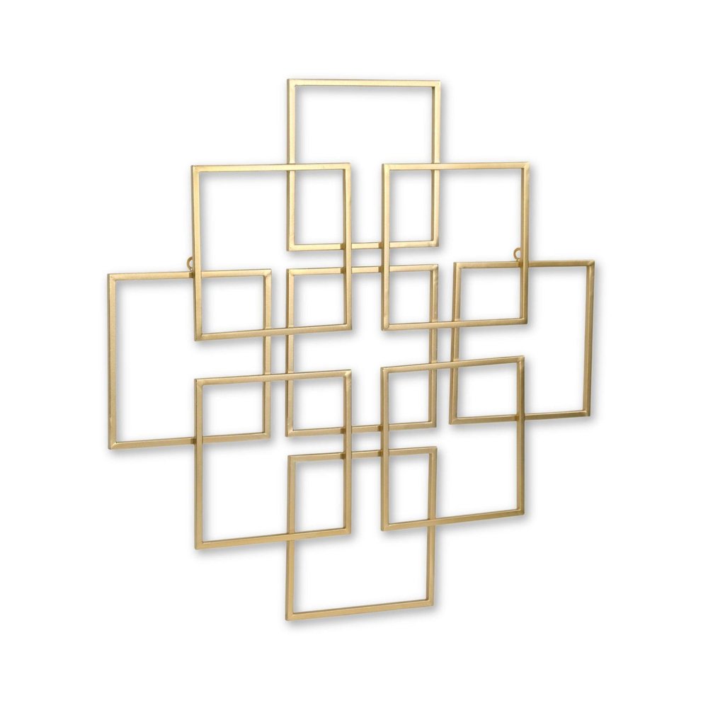 24" X 24" Gold Metal Square Abstract Hanging Wall Decor