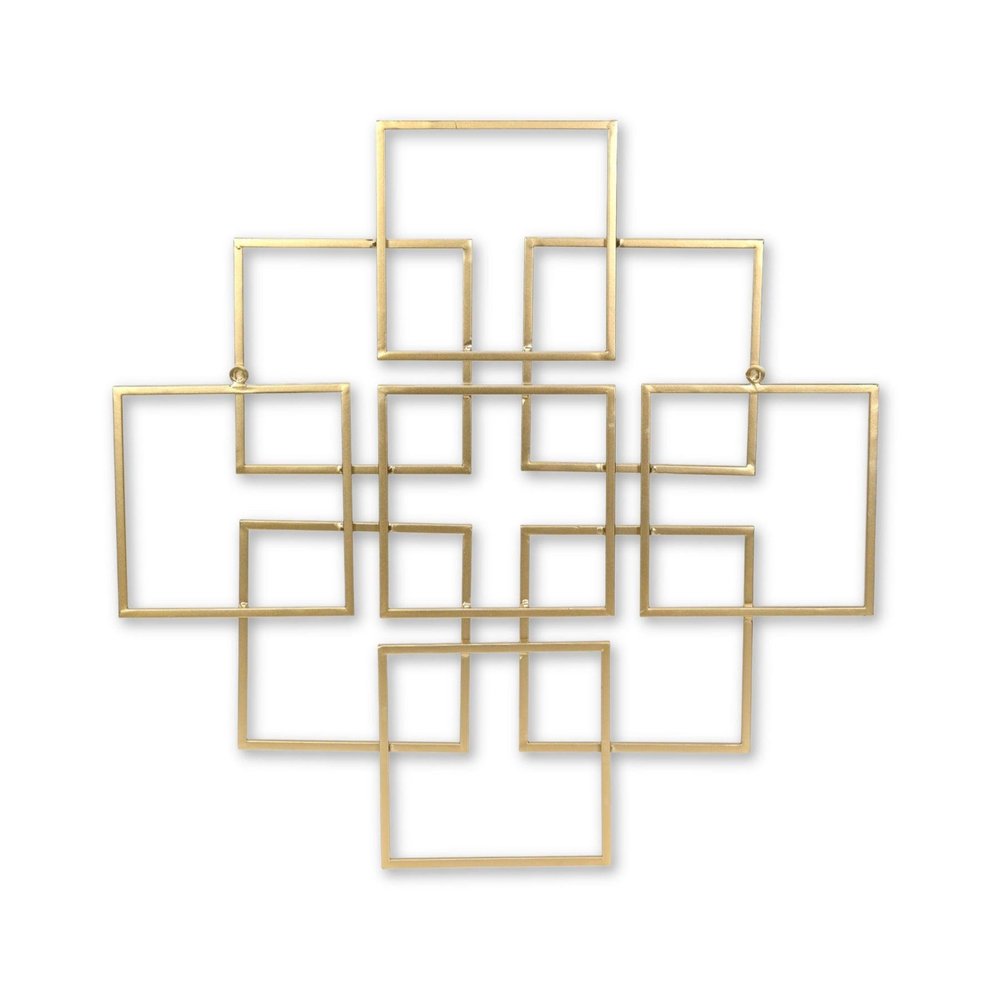 24" X 24" Gold Metal Square Abstract Hanging Wall Decor