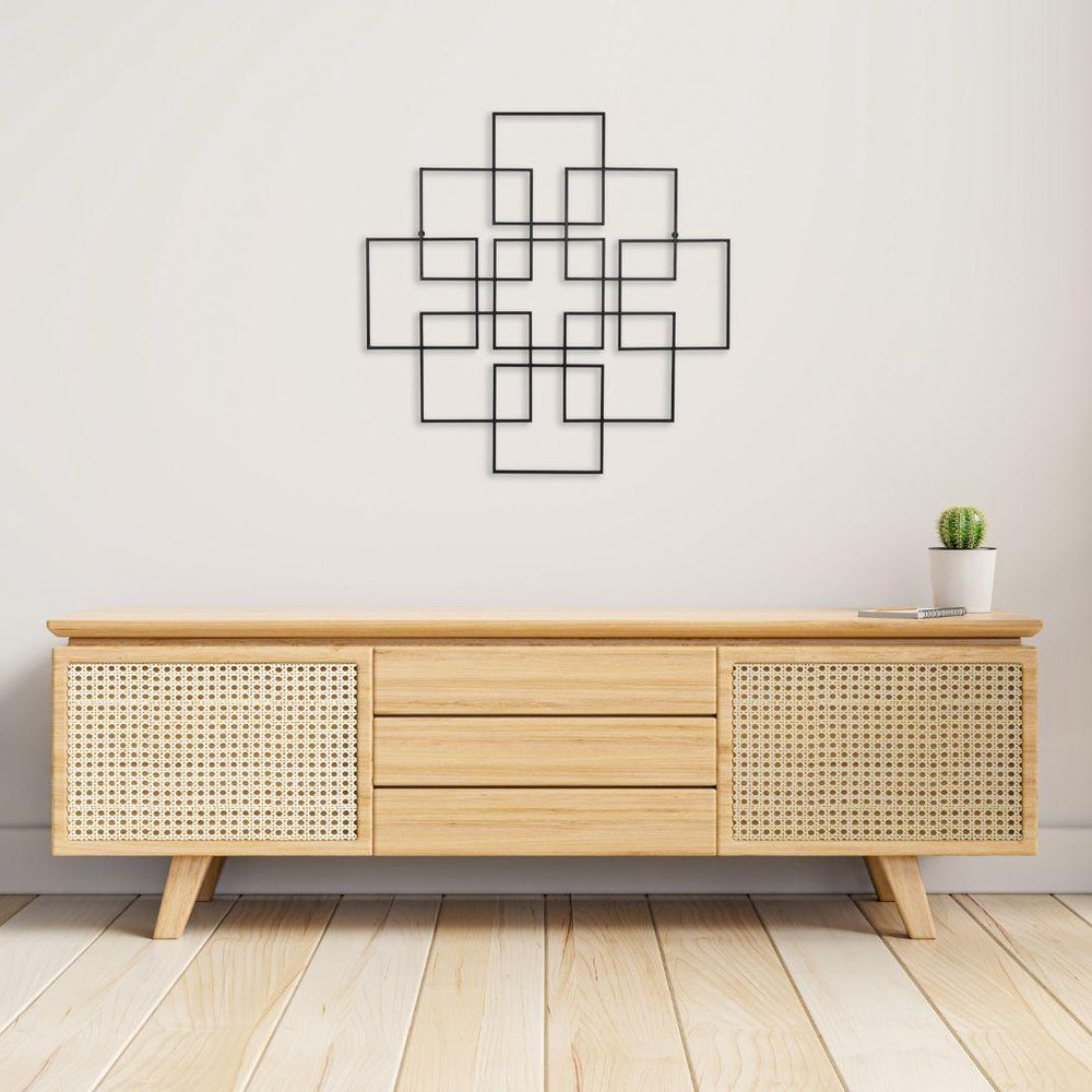 30" X 30" Black Metal Square Abstract Hanging Wall Decor