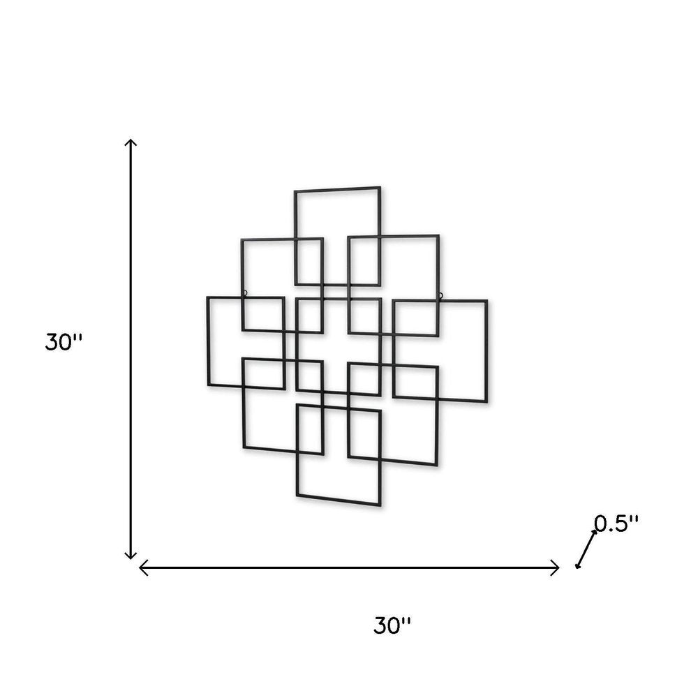 30" X 30" Black Metal Square Abstract Hanging Wall Decor