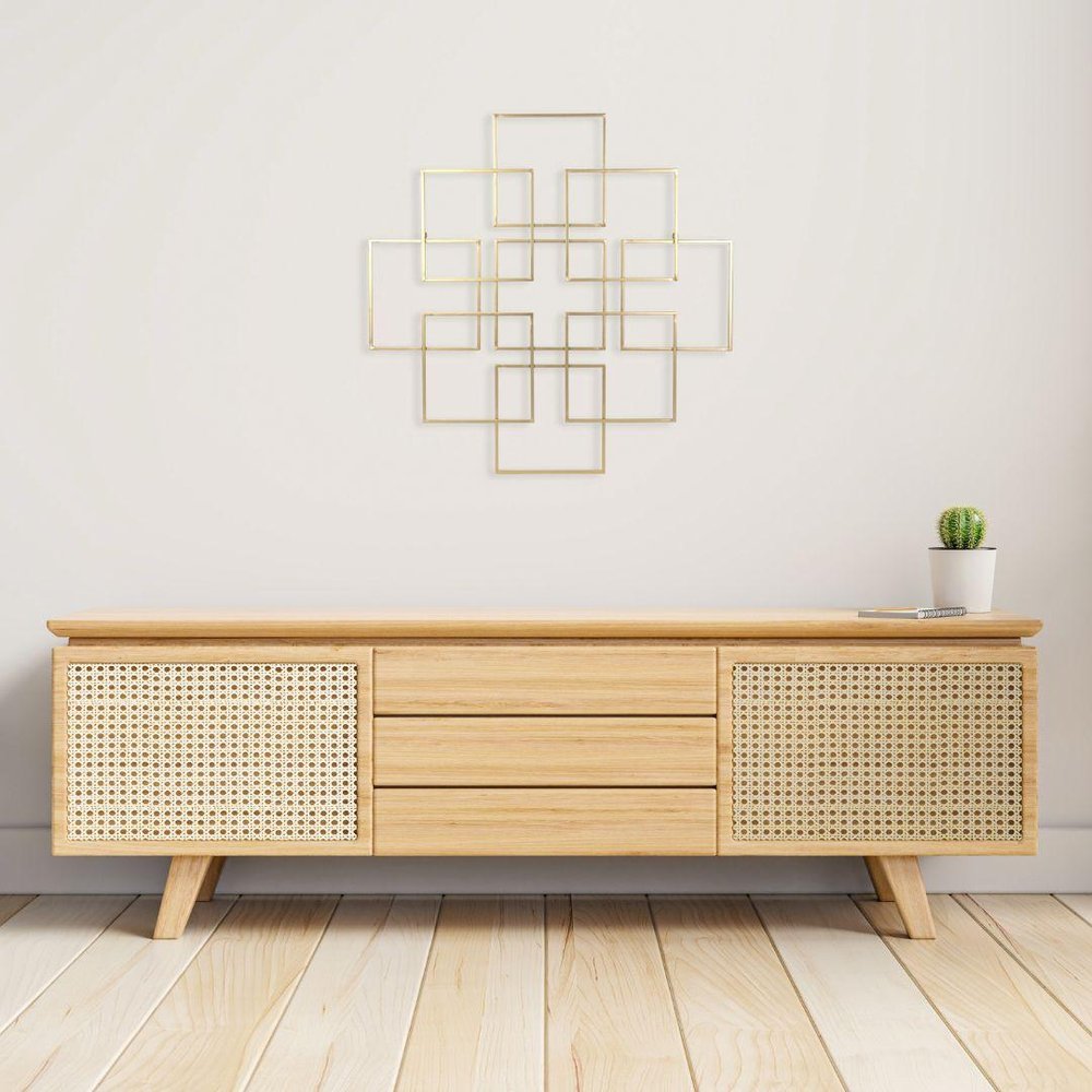 30" X 30" Gold Metal Square Abstract Hanging Wall Decor