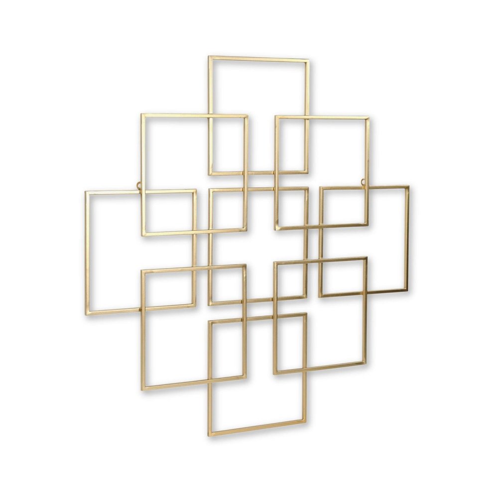 30" X 30" Gold Metal Square Abstract Hanging Wall Decor