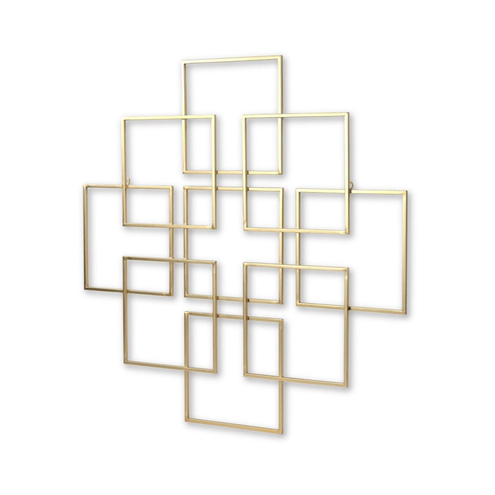 30" X 30" Gold Metal Square Abstract Hanging Wall Decor