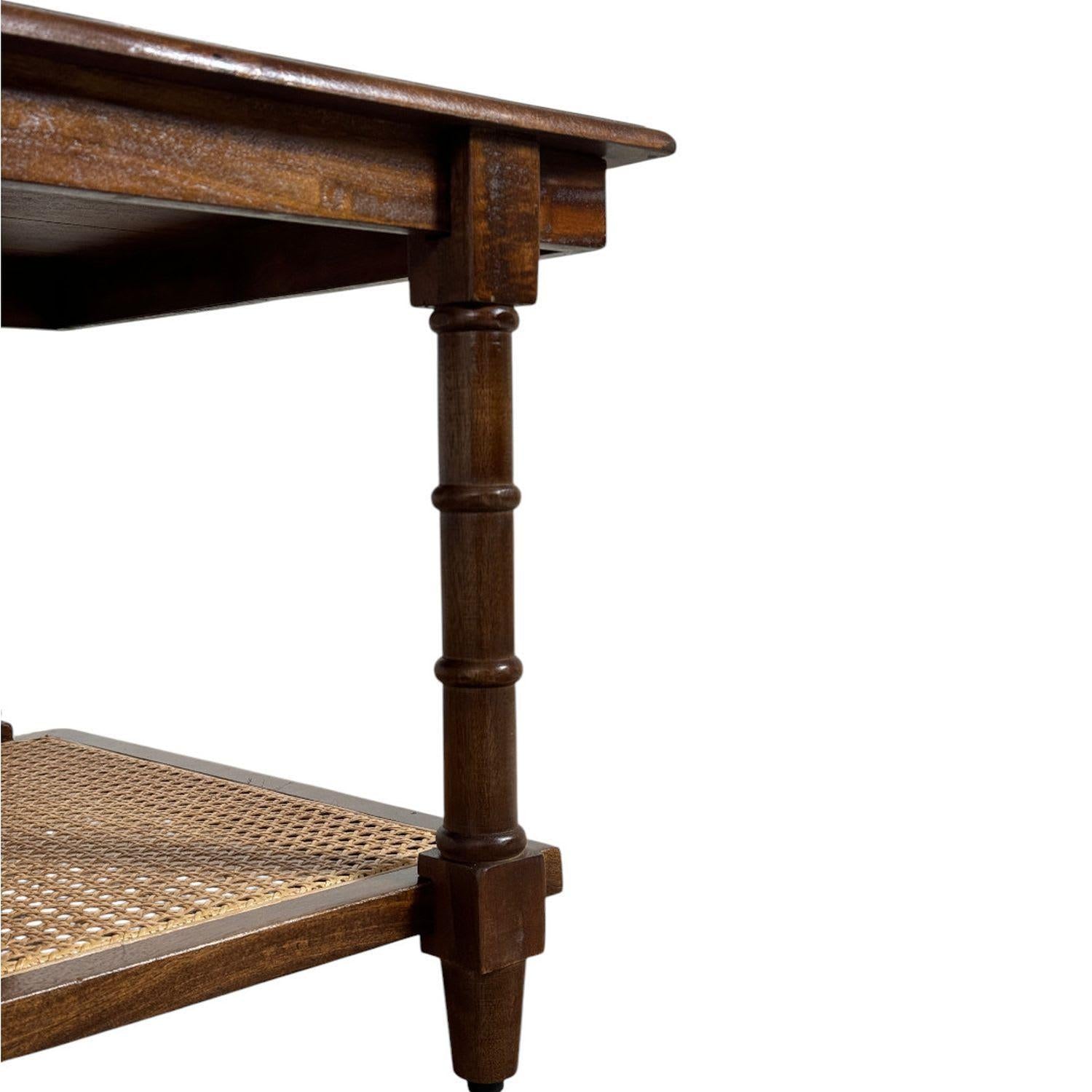 42" Chestnut Solid Wood and Rattan Coffee Table