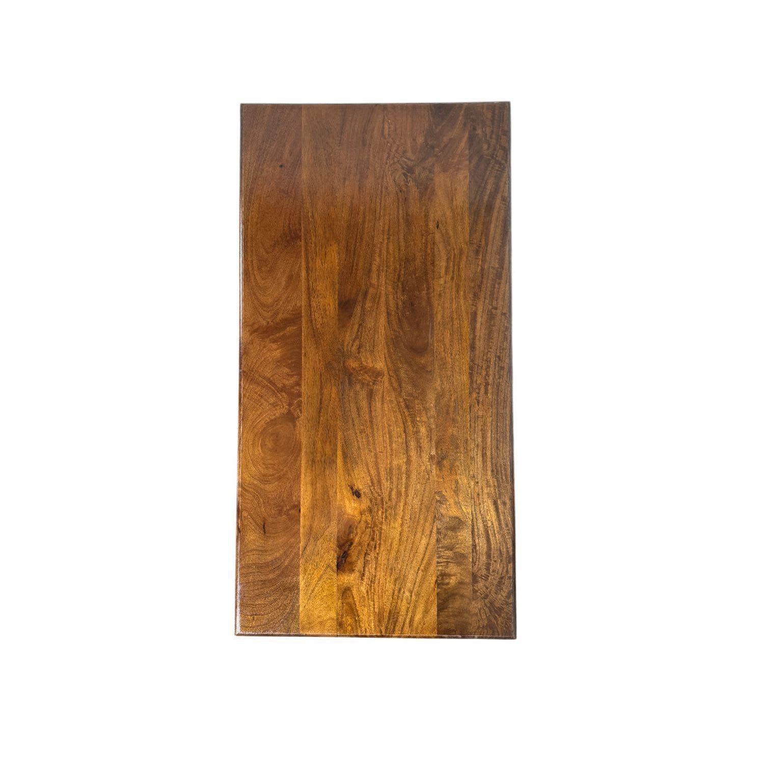42" Chestnut Solid Wood and Rattan Coffee Table