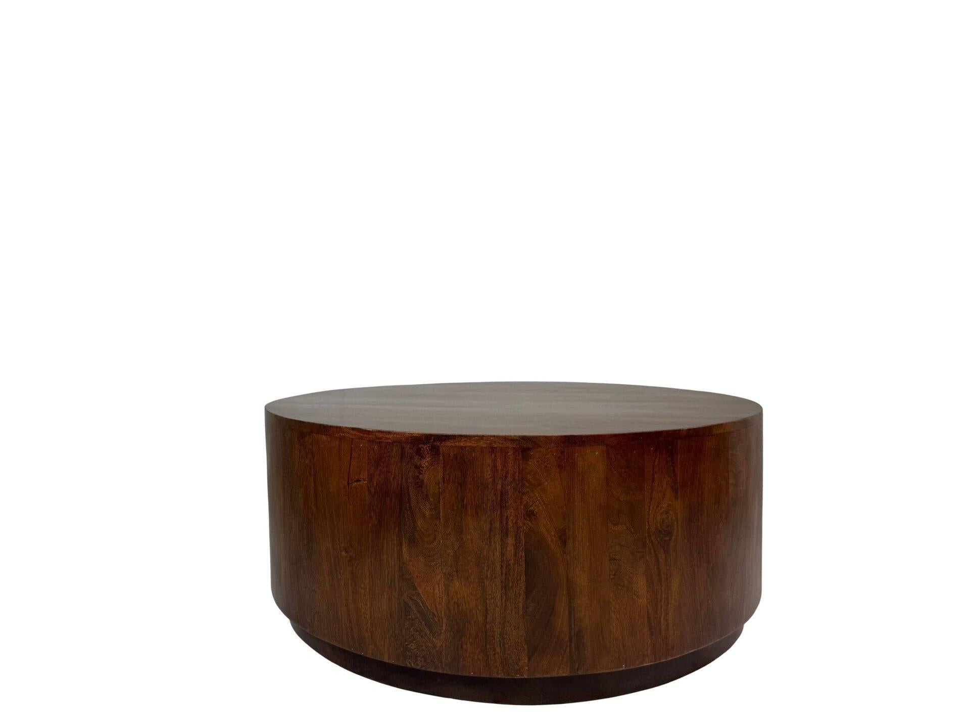42" Chestnut Solid Wood Round Drum Coffee Table