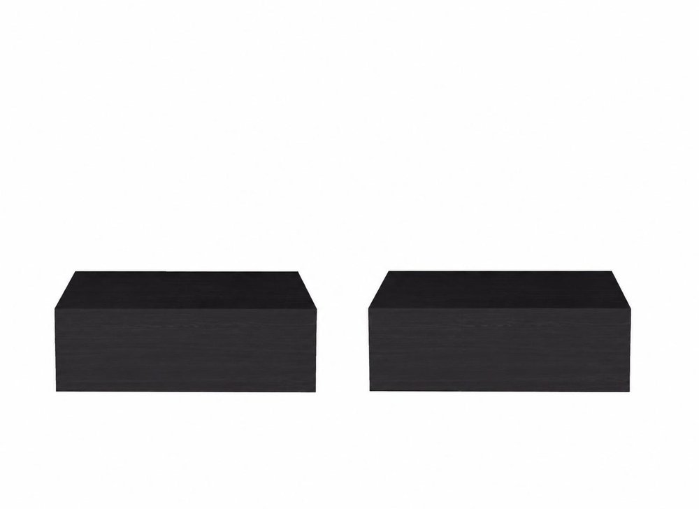 Set of Two 16" Oak Wood One Drawer Floating Nightstand