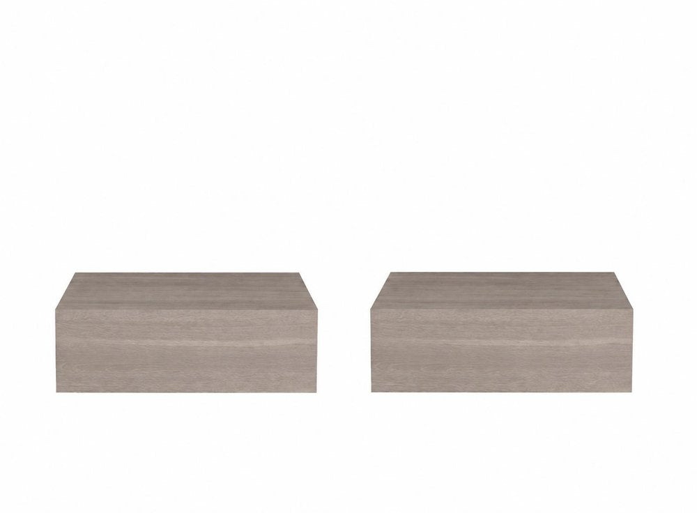 Set of Two 16" Oak Wood One Drawer Floating Nightstand