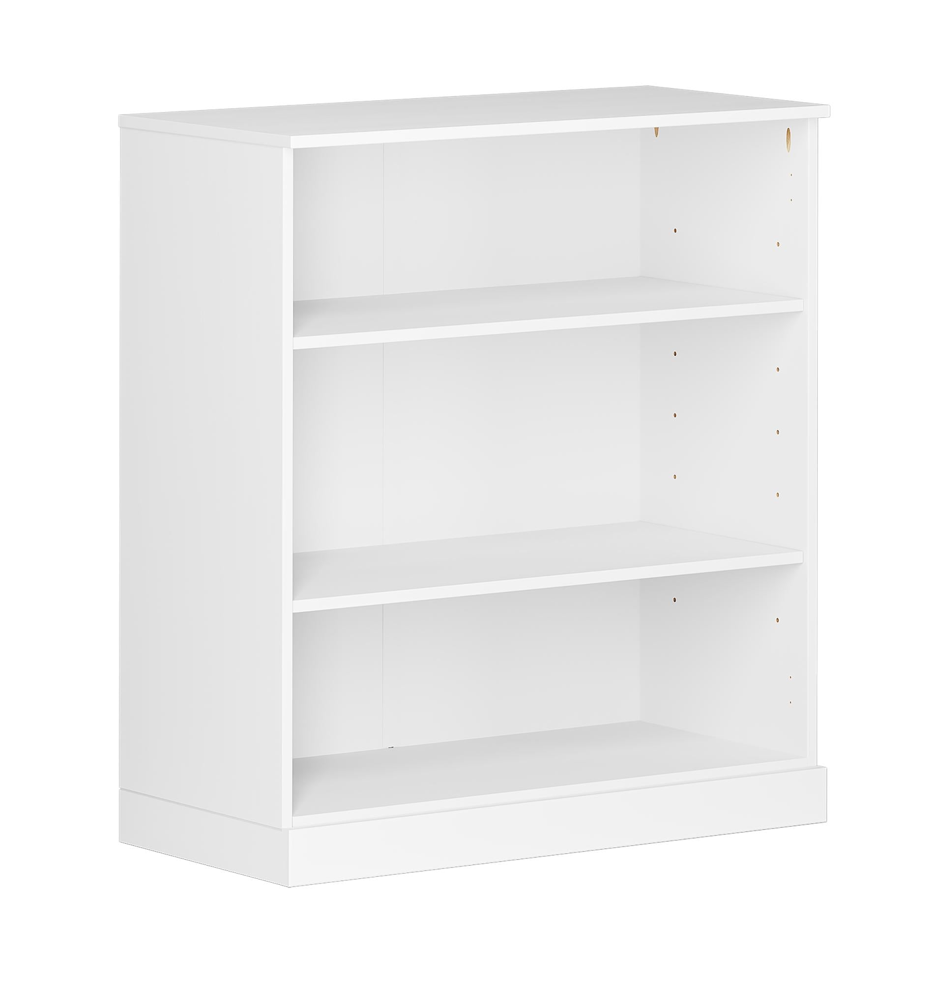 36" White Solid Wood Adjustable Three Tier Library Bookcase