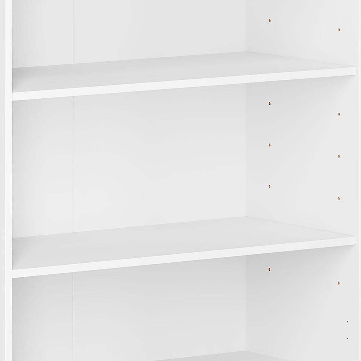 36" White Solid Wood Adjustable Three Tier Library Bookcase