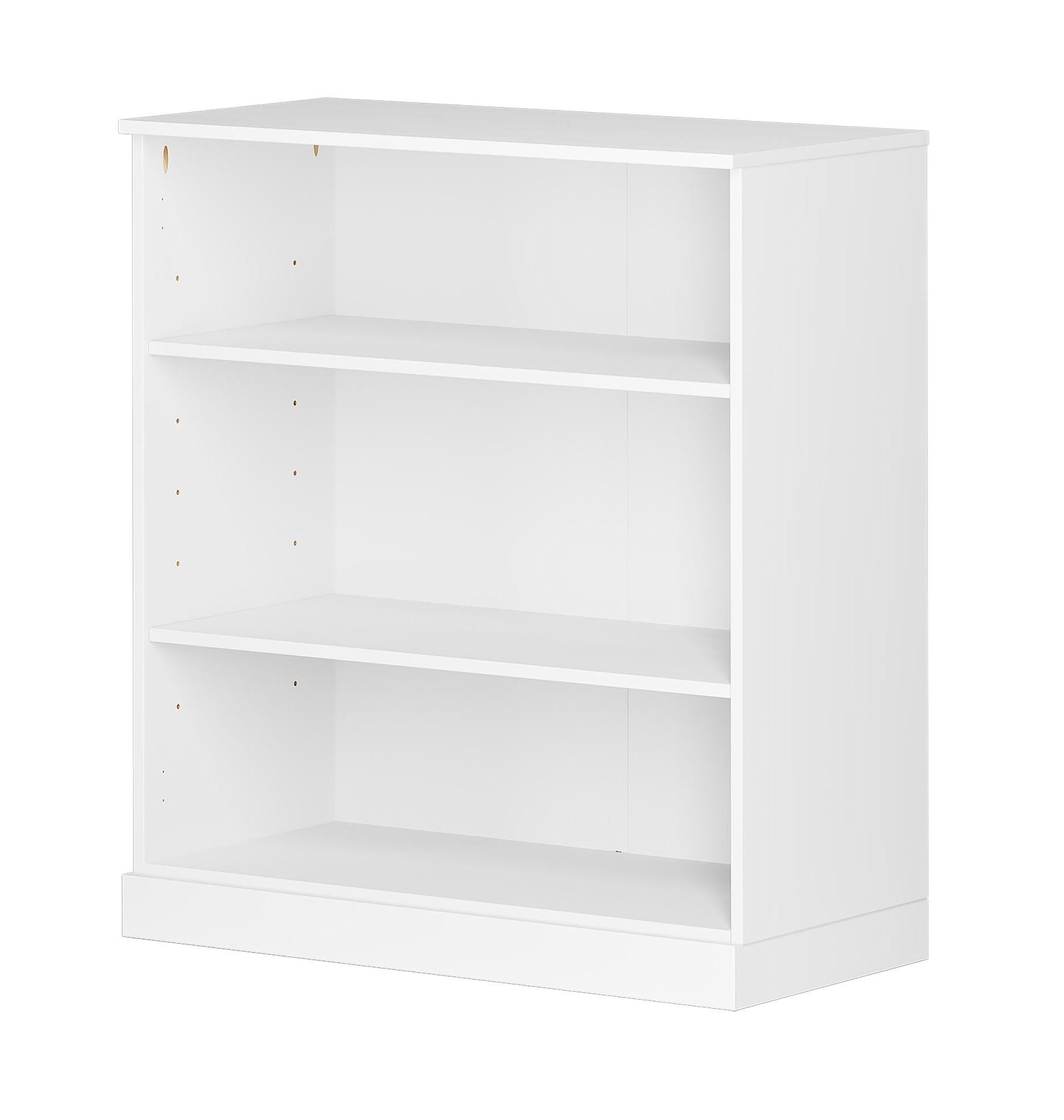 36" White Solid Wood Adjustable Three Tier Library Bookcase