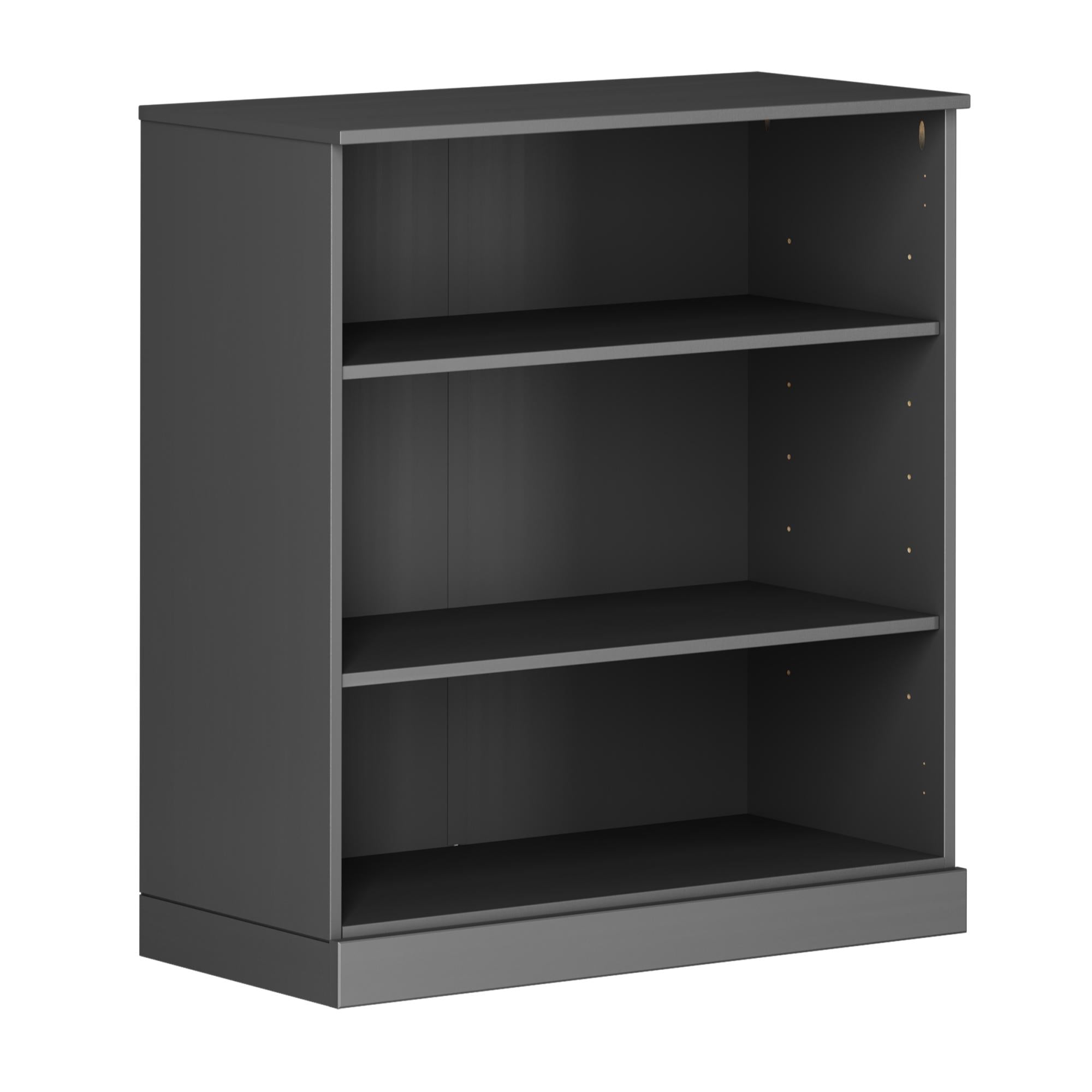 36" Gray Solid Wood Adjustable Three Tier Library Bookcase