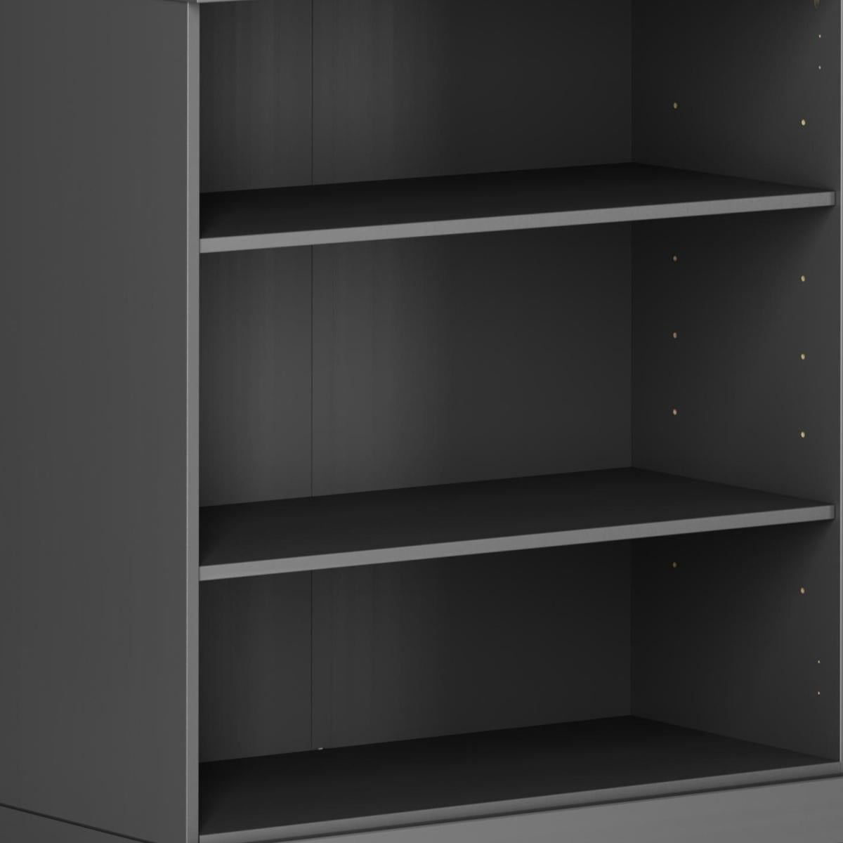 36" Gray Solid Wood Adjustable Three Tier Library Bookcase