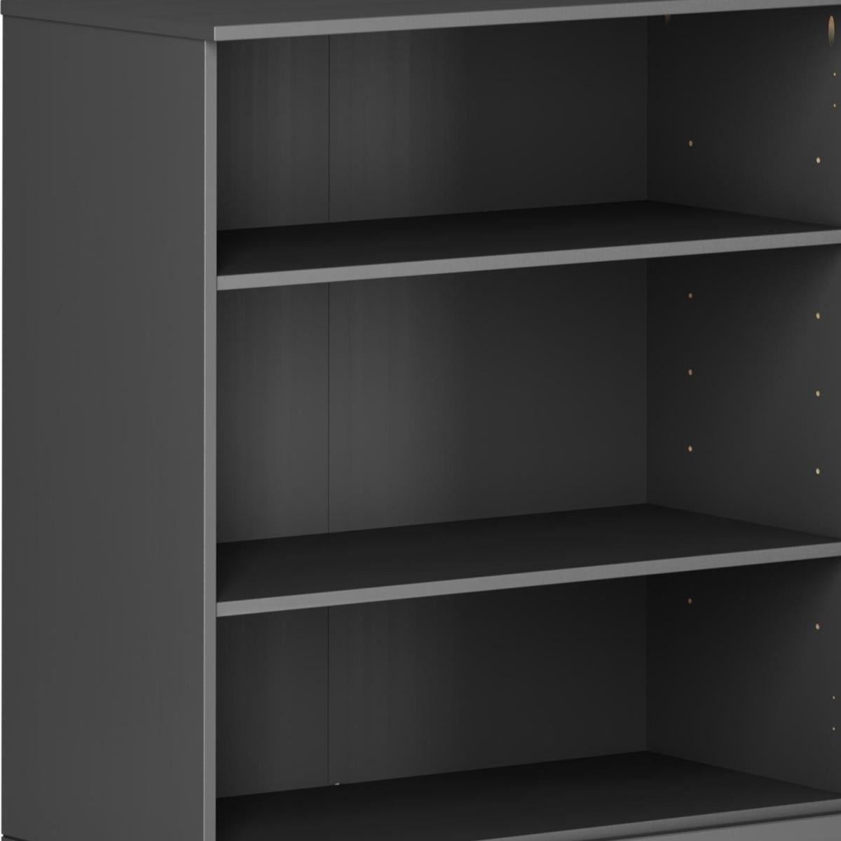 36" Gray Solid Wood Adjustable Three Tier Library Bookcase