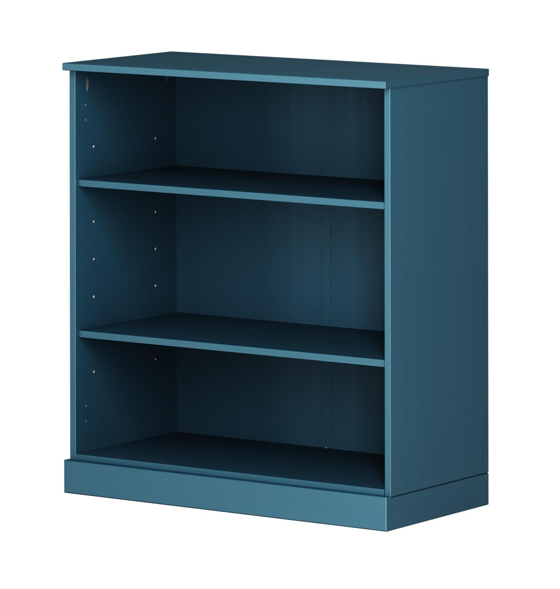 36" Teal Blue Solid Wood Adjustable Three Tier Library Bookcase