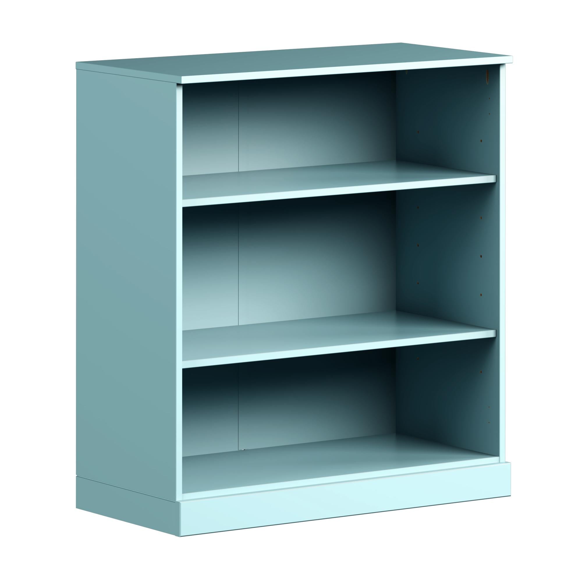 36" Aqua Solid Wood Adjustable Three Tier Library Bookcase