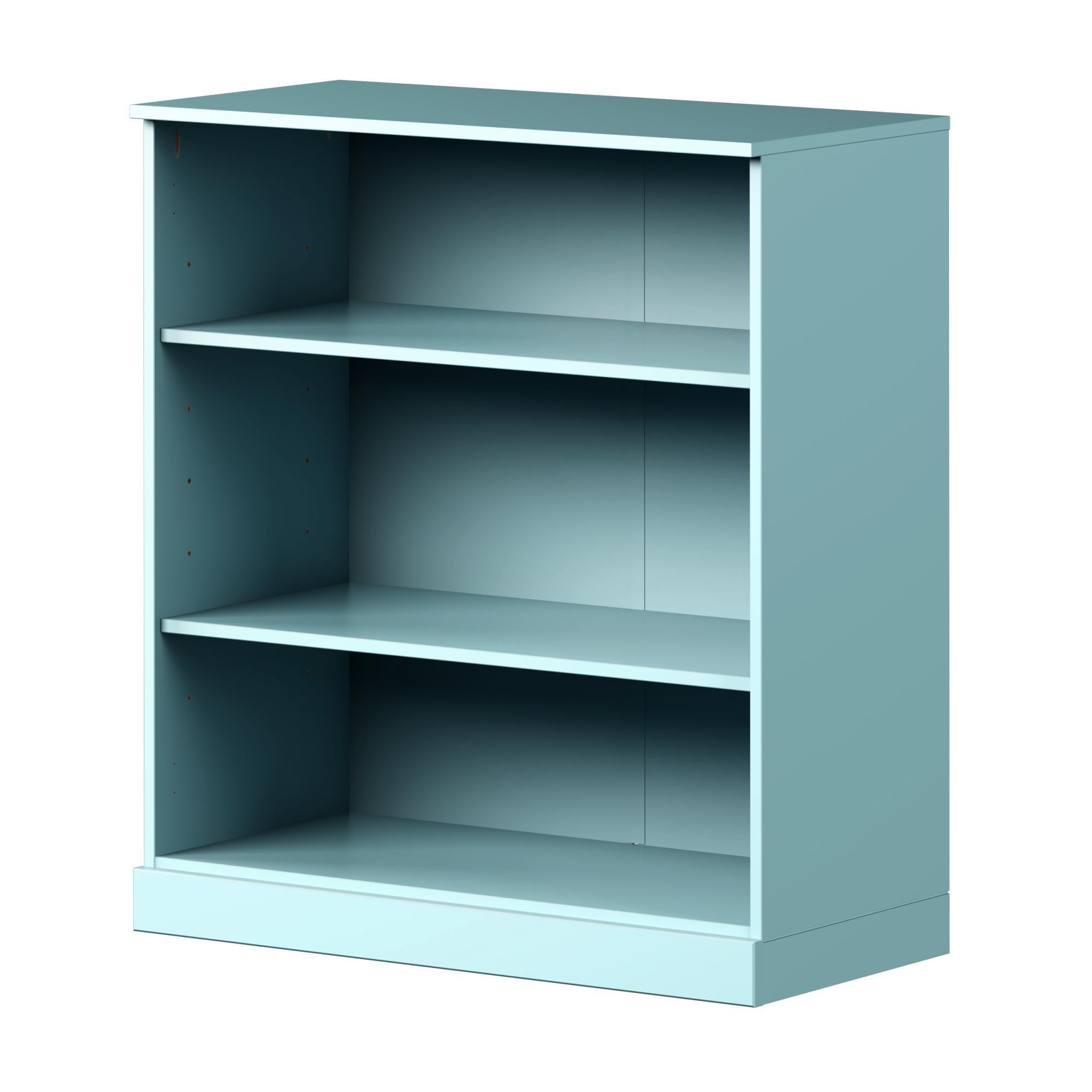 36" Aqua Solid Wood Adjustable Three Tier Library Bookcase