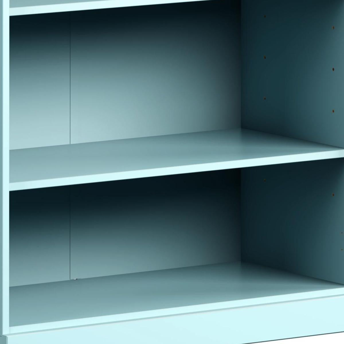 36" Aqua Solid Wood Adjustable Three Tier Library Bookcase
