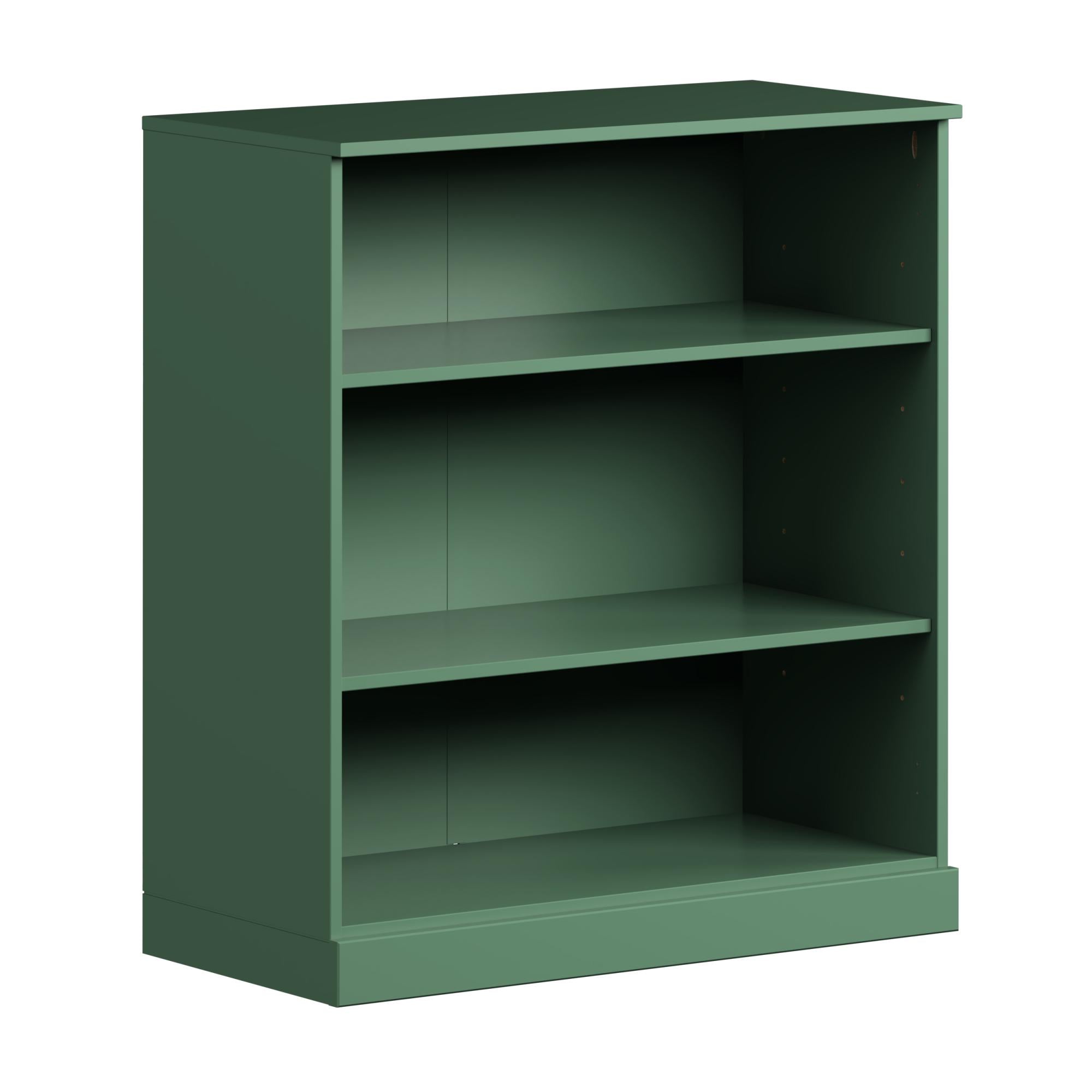 36" Green Solid Wood Adjustable Three Tier Library Bookcase