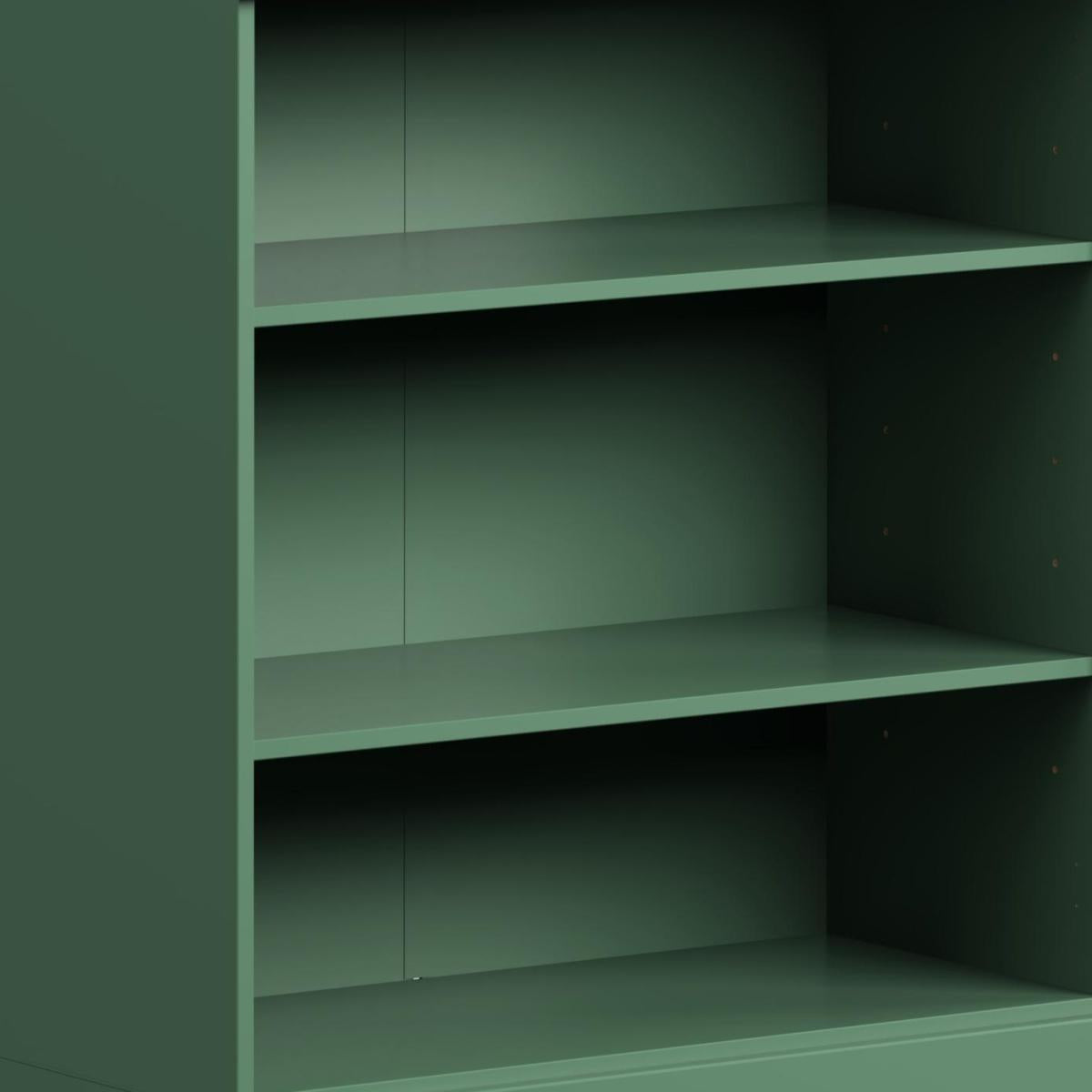 36" Green Solid Wood Adjustable Three Tier Library Bookcase