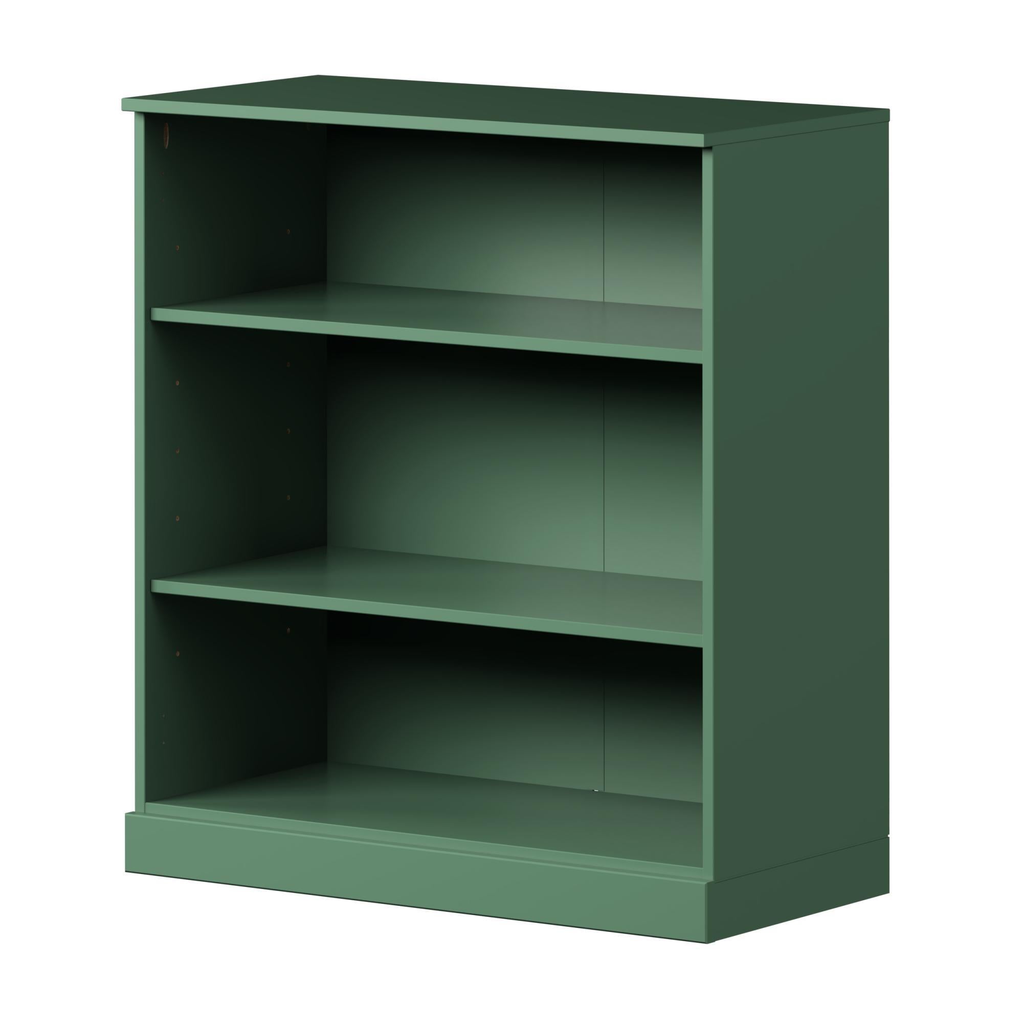 36" Green Solid Wood Adjustable Three Tier Library Bookcase