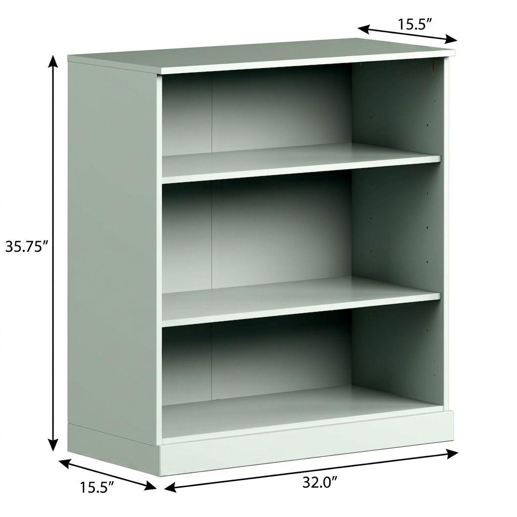 36" Sage Solid Wood Adjustable Three Tier Library Bookcase