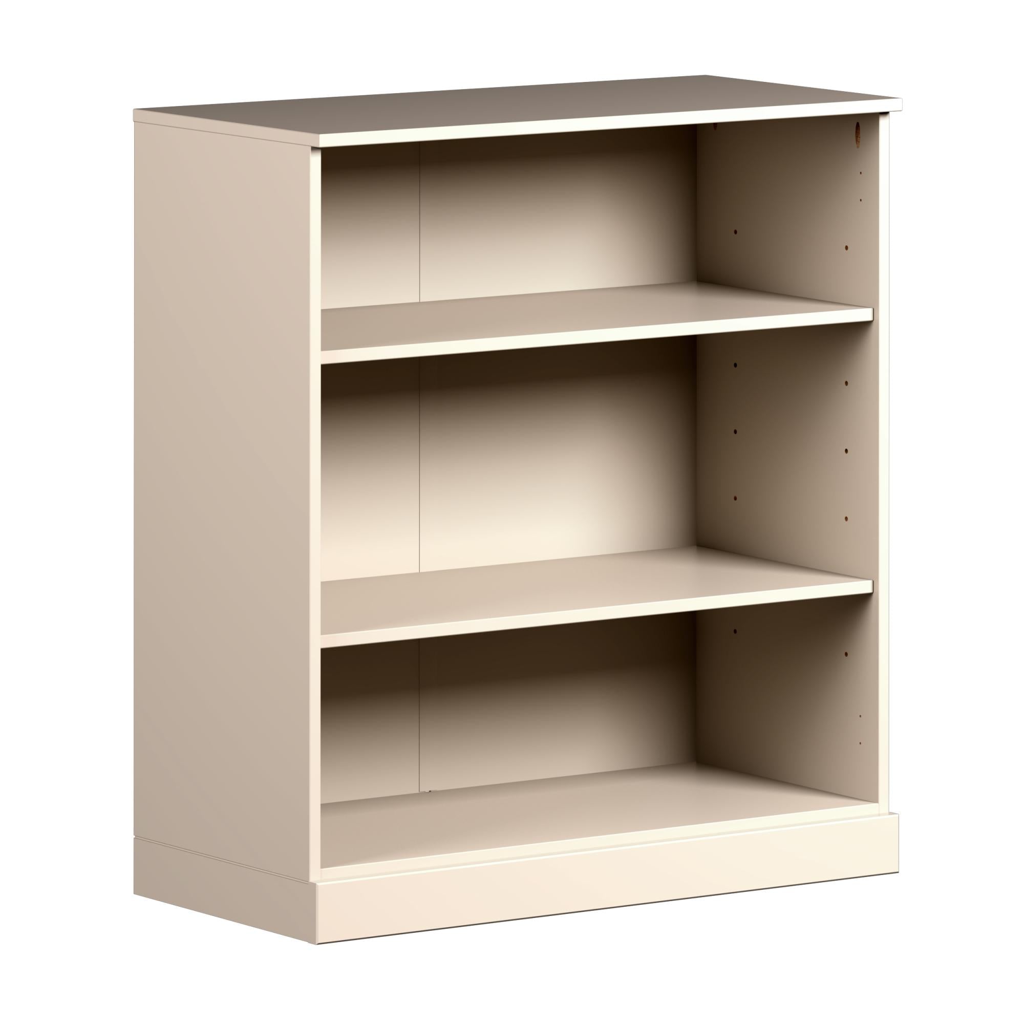 36" Beige Solid Wood Adjustable Three Tier Library Bookcase