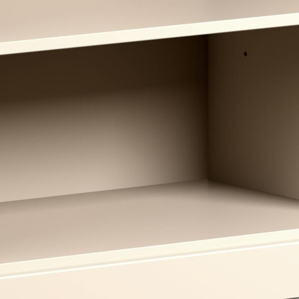 36" Beige Solid Wood Adjustable Three Tier Library Bookcase