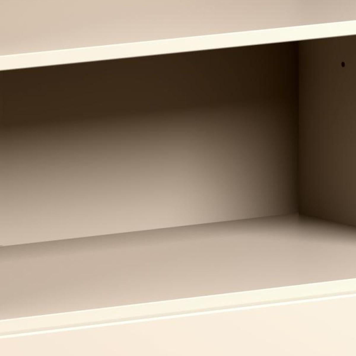 36" Beige Solid Wood Adjustable Three Tier Library Bookcase