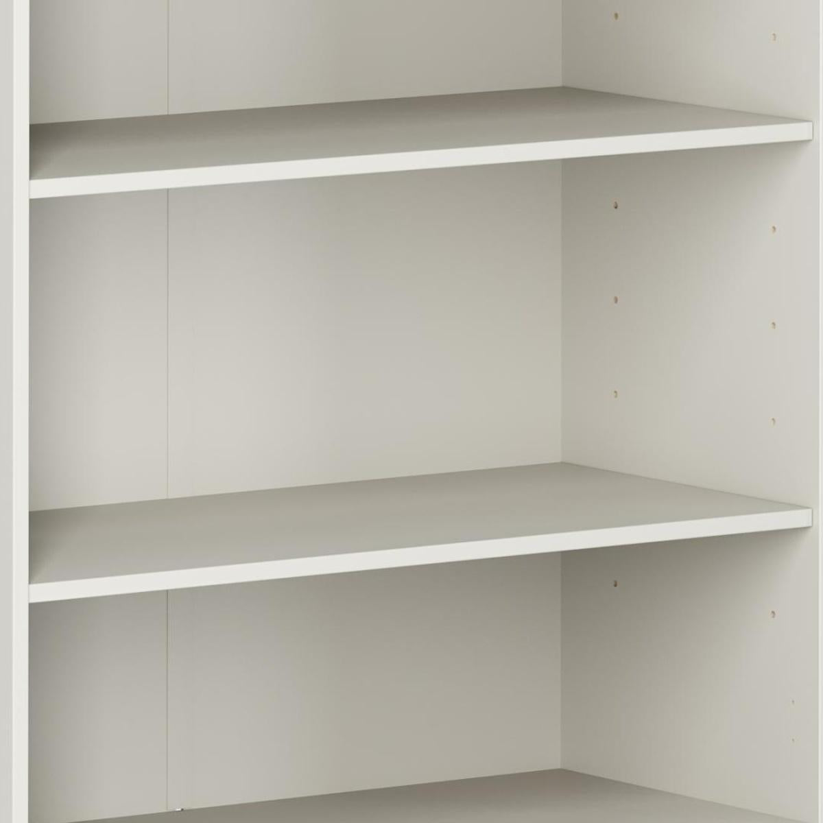36" Off White Solid Wood Adjustable Three Tier Library Bookcase
