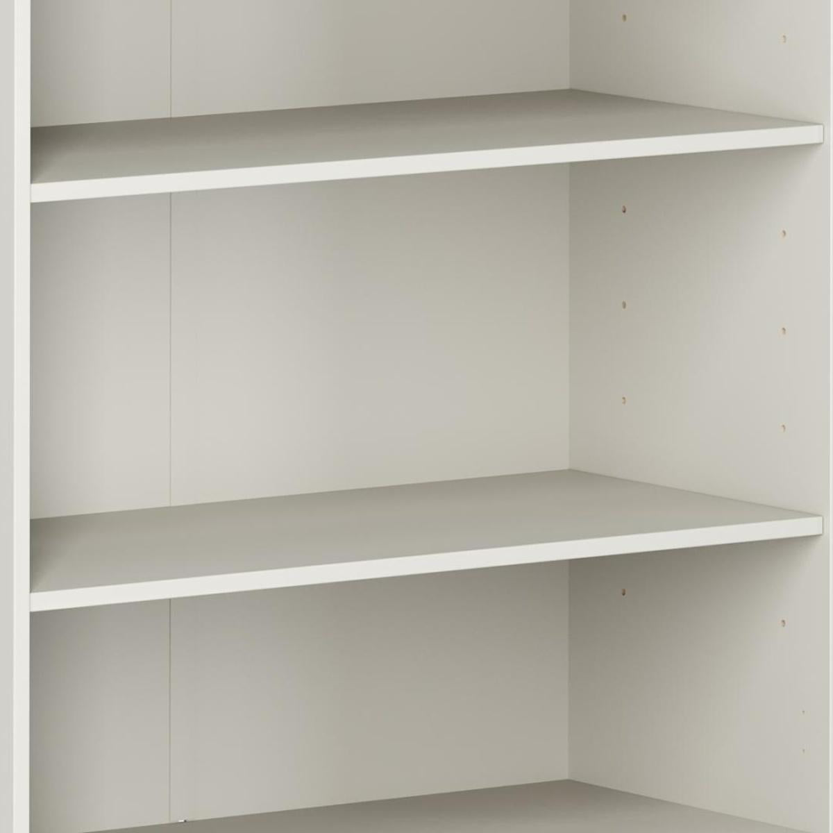 36" Off White Solid Wood Adjustable Three Tier Library Bookcase