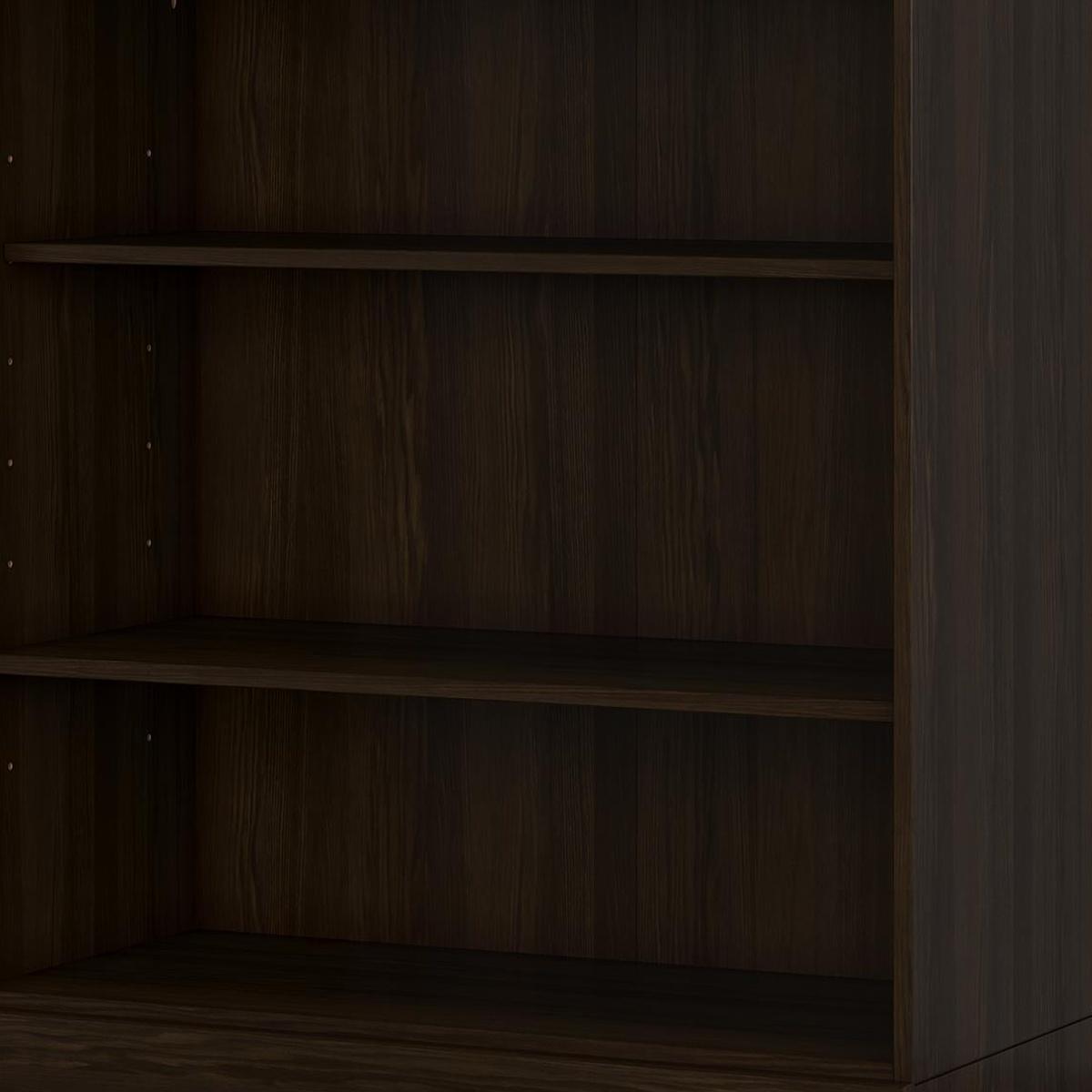 36" Espresso Solid Wood Adjustable Three Tier Library Bookcase