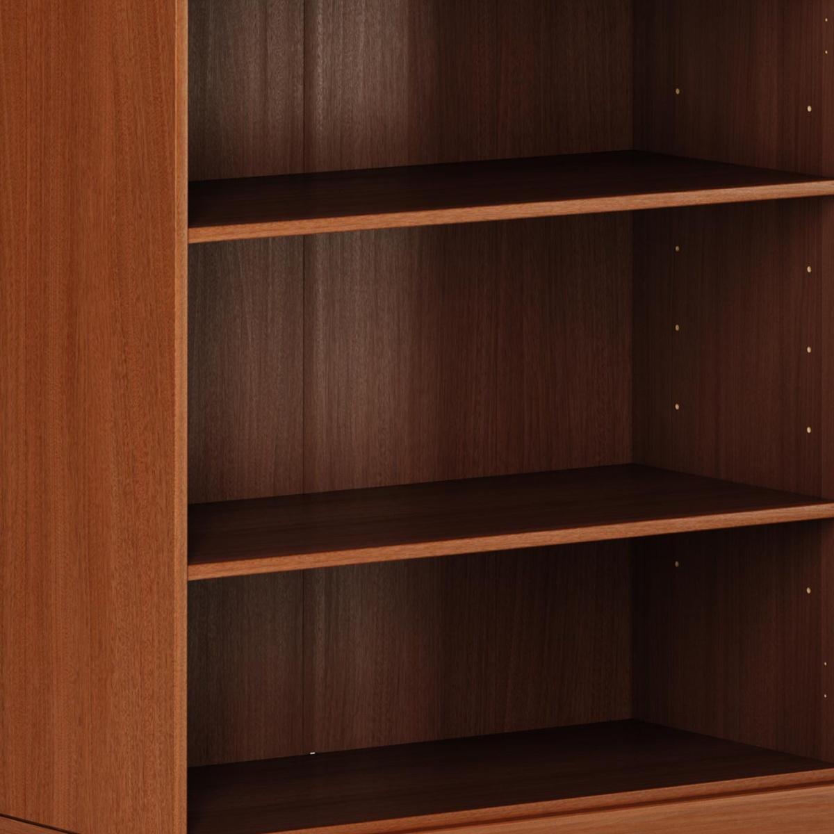 36" Brown Solid Wood Adjustable Three Tier Library Bookcase