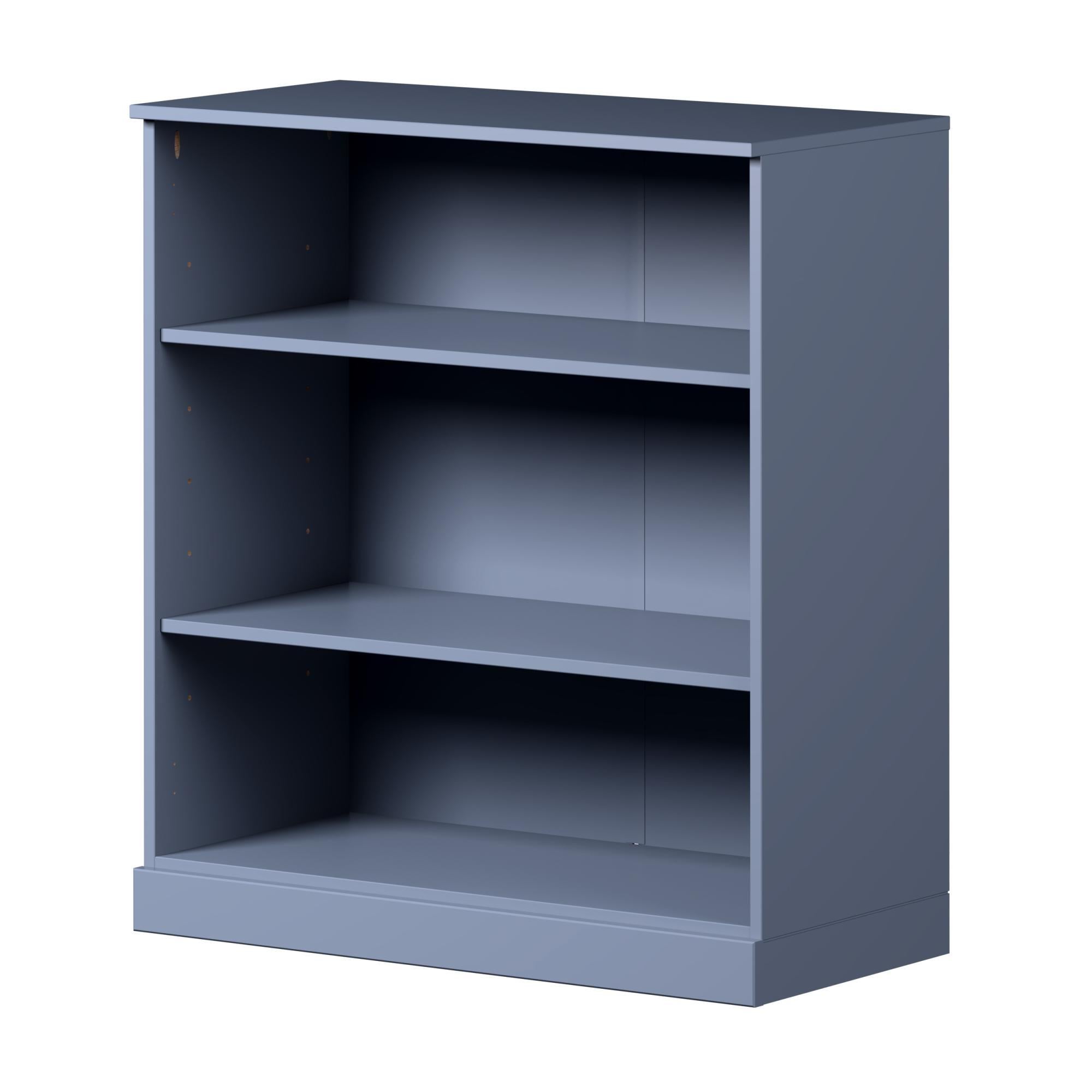 36" French Blue Solid Wood Adjustable Three Tier Library Bookcase