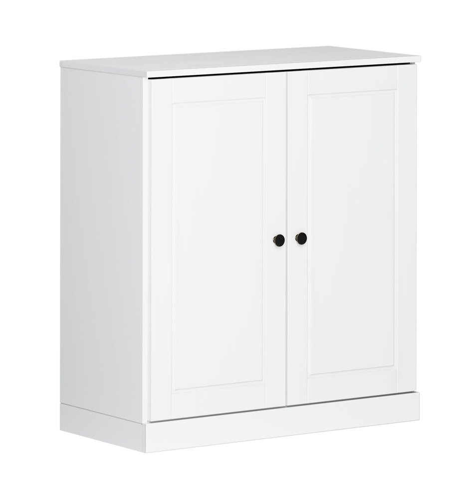 32" White Solid Wood Accent Cabinet With Two Doors