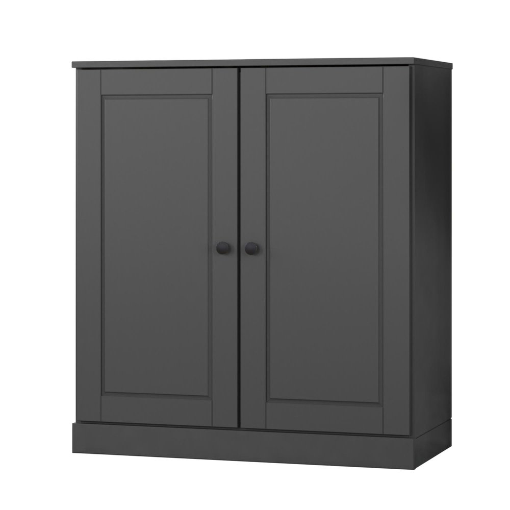 32" Gray Solid Wood Accent Cabinet With Two Doors