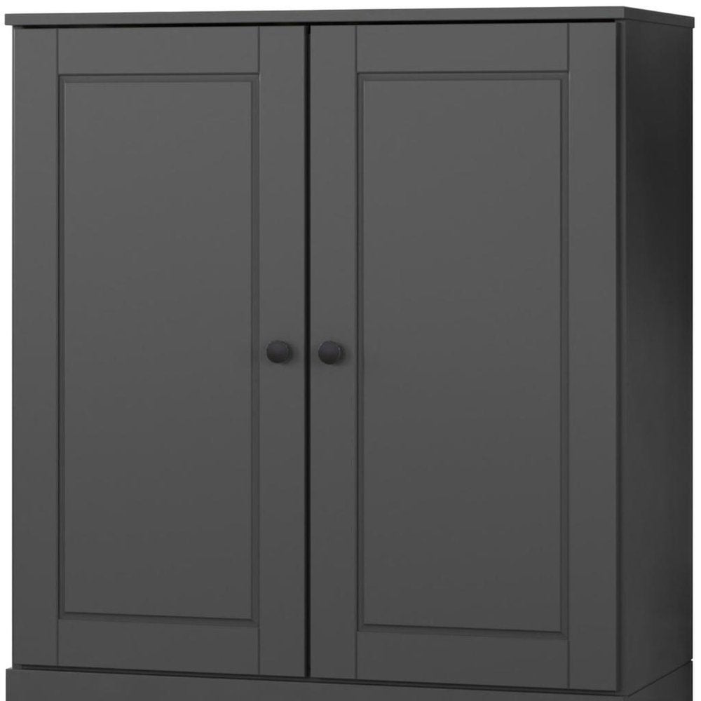32" Gray Solid Wood Accent Cabinet With Two Doors