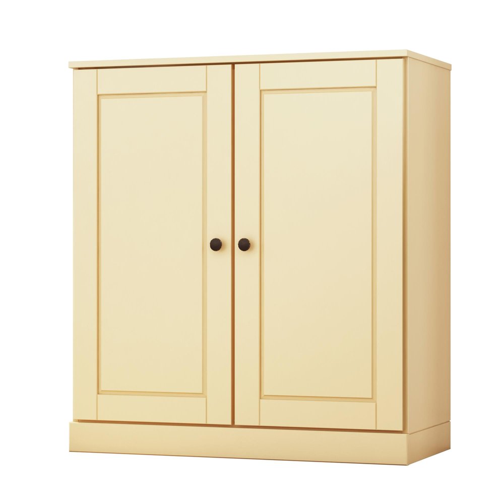32" Yellow Solid Wood Accent Cabinet With Two Doors