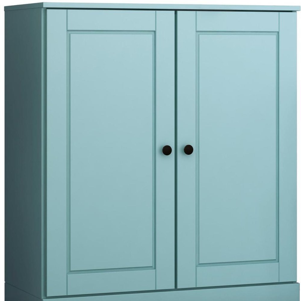 32" Aqua Solid Wood Accent Cabinet With Two Doors