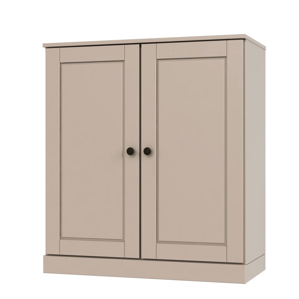 32" Beige Solid Wood Accent Cabinet With Two Doors
