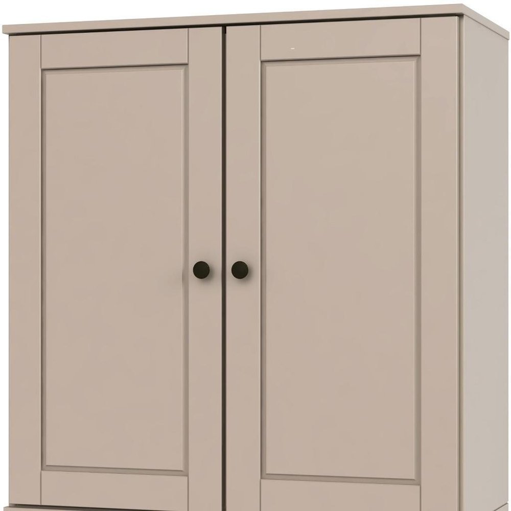32" Beige Solid Wood Accent Cabinet With Two Doors