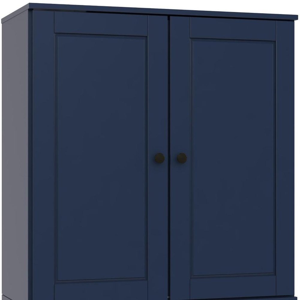 32" Navy Blue Solid Wood Accent Cabinet With Two Doors