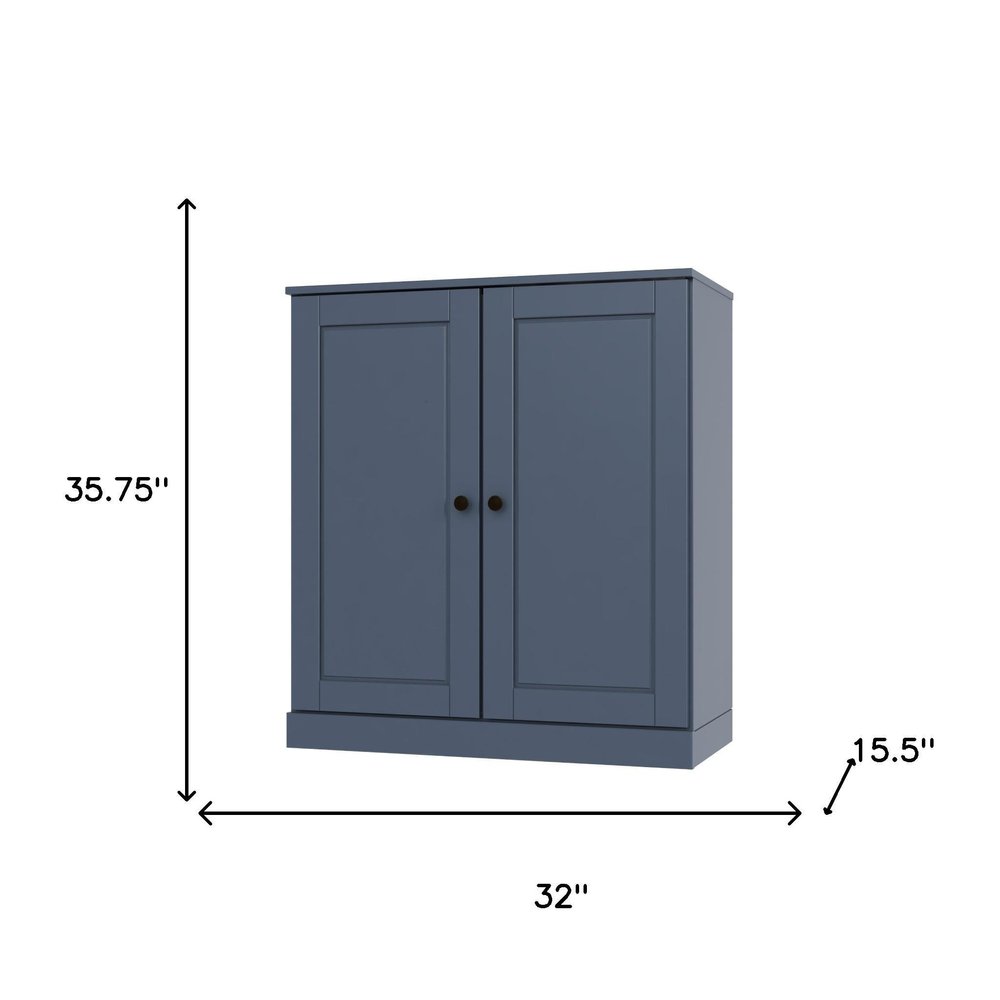 32" French Blue Solid Wood Accent Cabinet With Two Doors