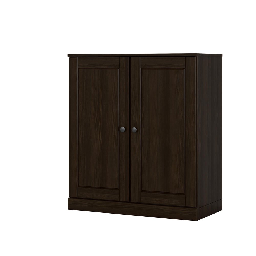 32" Espresso Solid Wood Accent Cabinet With Two Doors
