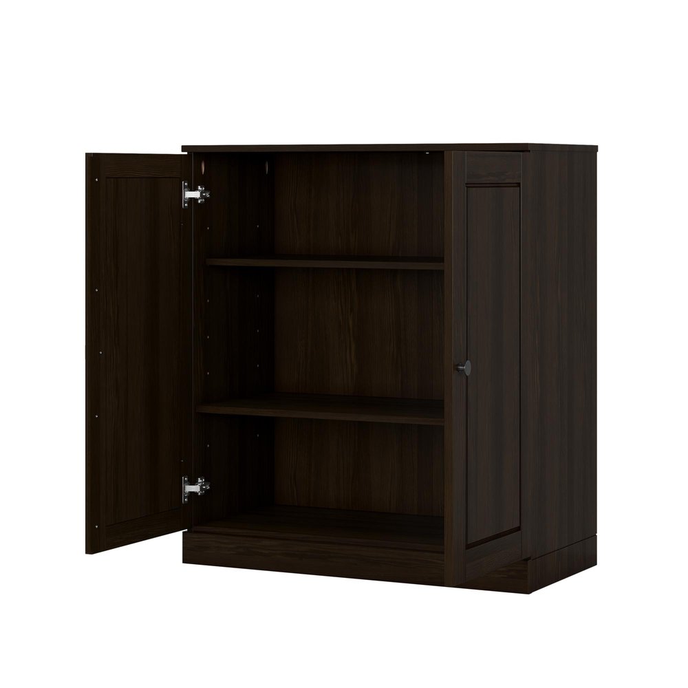32" Espresso Solid Wood Accent Cabinet With Two Doors