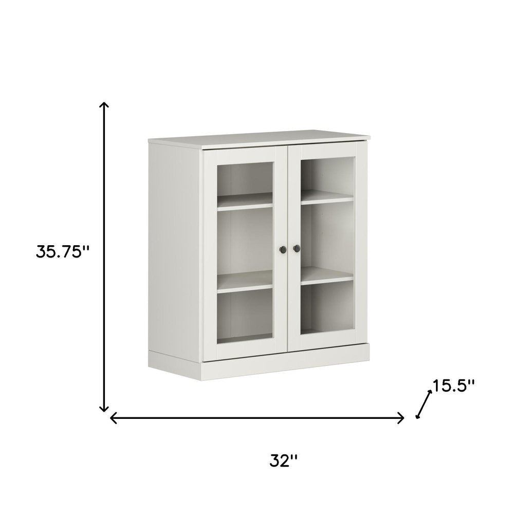 32" Off White Solid Wood Accent Cabinet With Two Doors