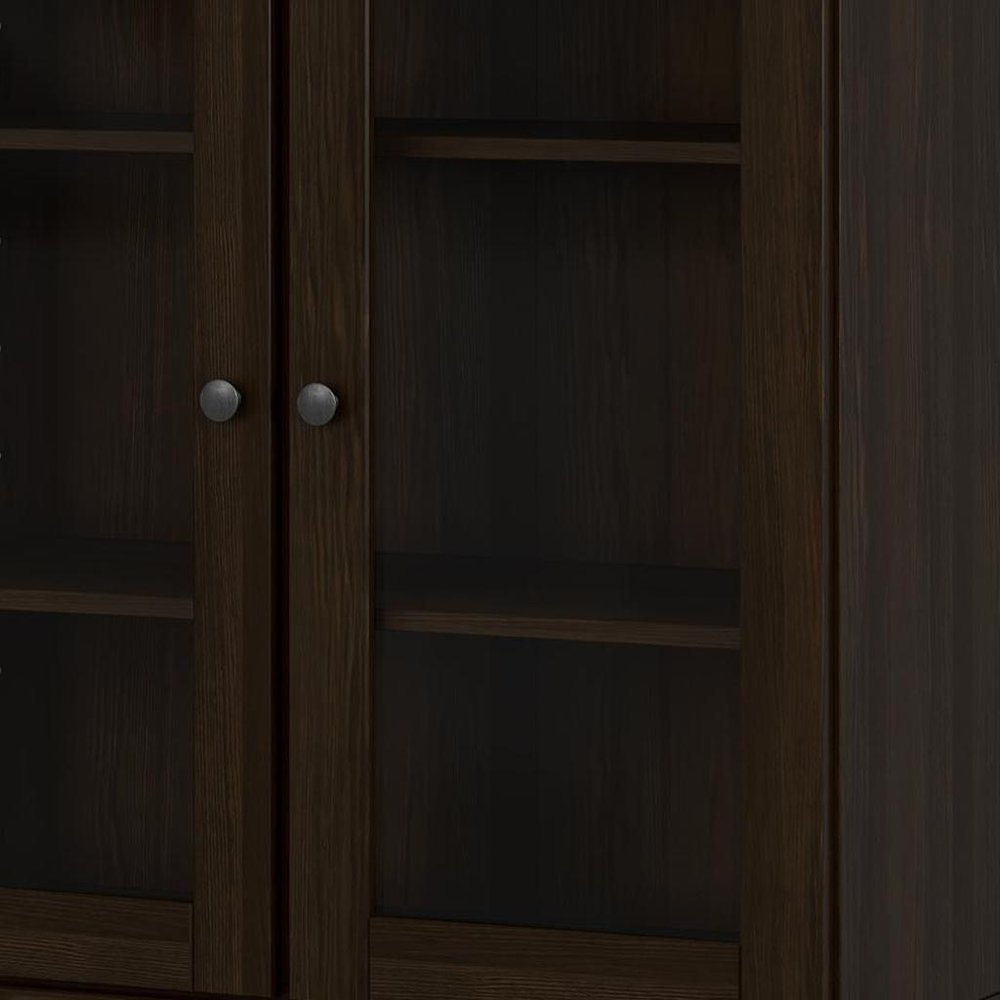 32" Espresso Solid Wood Accent Cabinet With Two Doors