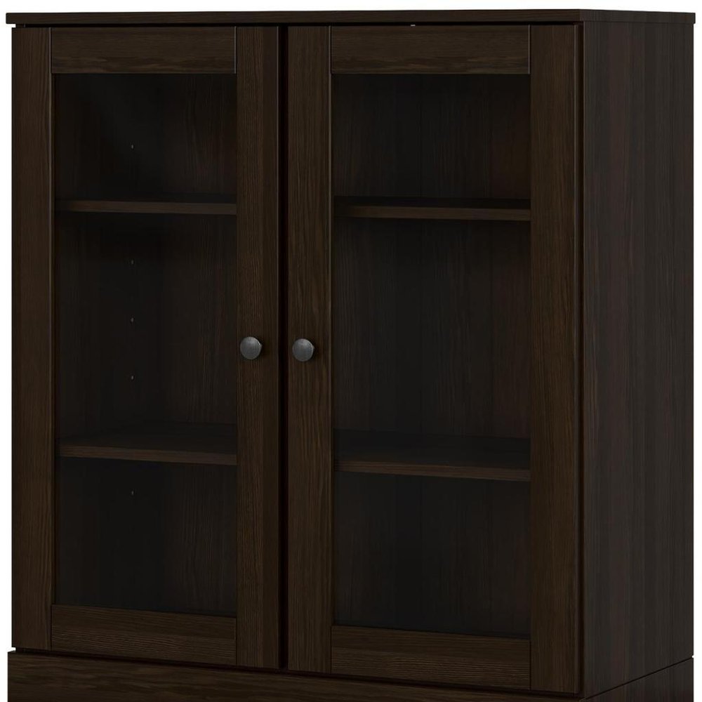32" Espresso Solid Wood Accent Cabinet With Two Doors