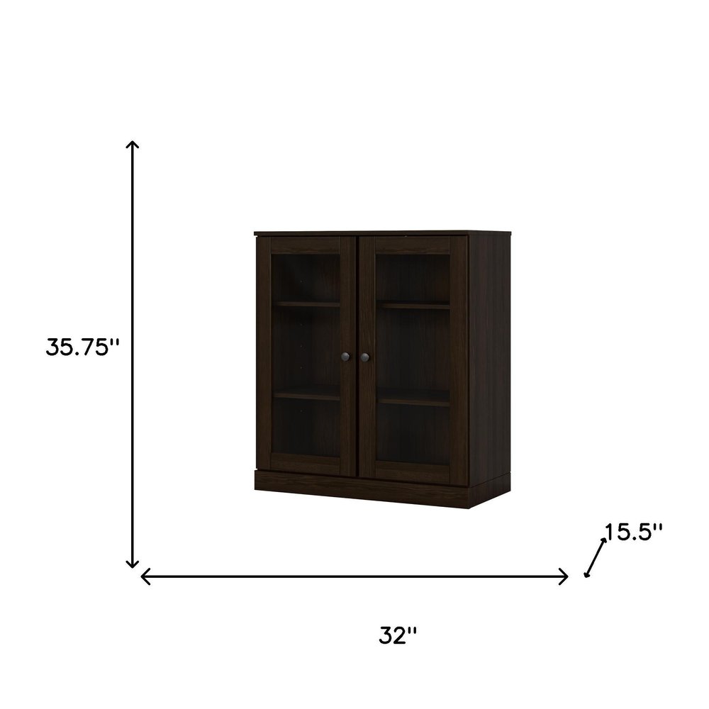 32" Espresso Solid Wood Accent Cabinet With Two Doors